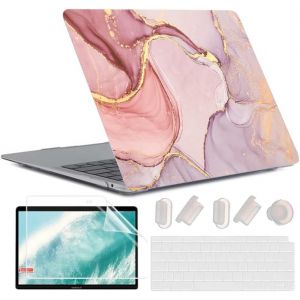 Coque Compatible avec MacBook Air 13 Pouces M1 A2337 A2179 A1932, [UV Printing] Plastique Case Rigide Étui Housse de Protection pour 2020 2019 2018 Air 13,3 Retina avec Touch ID, Marbre Rose 01 - Neuf