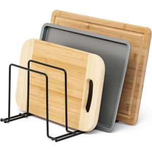 Supports pour plaques de cuisson et planches &agrave; d&eacute;couper Lot de 2 Rangement des casseroles Organisateur de placard de cuisine Noir - Neuf