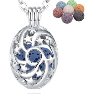 Colliers Longs Pour Femme, Diffuseur D'aromath&eacute;rapie Pour Huiles Essentielles Pendentif Attrape R&ecirc;ves Plaqu&eacute; Argent Diffuseur Boh&egrave;me Cadeau D'anniversaire Pour Vos Femmes - Neuf