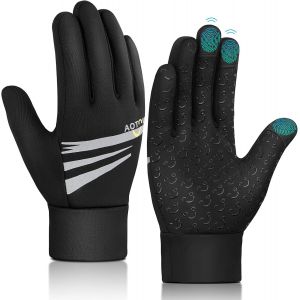 Gants De Cyclisme D'hiver Pour Enfant - Pour &Eacute;cran Tactile - Gants D'hiver De V&eacute;lo - En Polaire - Coupe-Vent - Avec Antid&eacute;rapants - Pour Gar&ccedil;ons Et Filles De 4 &Agrave; 12 Ans - Noir - Neuf