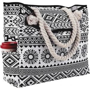 ERSHI-Sac de Plage Femme avec Boucle Magnétique Sac Plage XXL Rayé Grand Cabas Femme 52 x 45 x 15 cm[1081] - Neuf