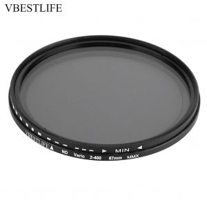 Filtre d'objectif ND reglable VBESTLIFE ND2-400 a densite neutre pour Canon, Nikon, Sony, 67 mm - Neuf
