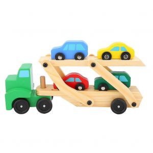Children Wooden Toy Cute Transport Cart + Mini Car Model Early Educational Toys - Neuf