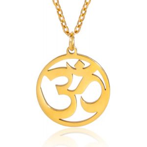 Kal-Om Collier Acier Inoxydable Yoga M&eacute;ditation Harmonie Spirituelle Pendentif Aum Om Ohm Sanskrit Symbole Collier Bijoux Pour Femmes Filles - Neuf