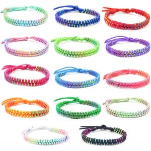 Kal-14 Pièces Bracelet Amitié Multicolores Bracelets D'amitié Tressés Faits À La Main Bracelet Amitié Réglables Tissés Bracelets Amitié Pour Enfants Fille Femme Homme Cadeau - Neuf
