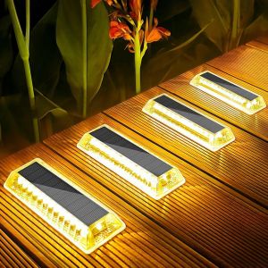 Tianyi-Lampe Solaire Exterieur Jardin, 4 Pack 50lm Lumiere Solaire Exterieur Blanc Chaud, Ip68 Etanche Led Lampe Solaire Auto On/Off Eclairage Solaire Pour Sol Escalier Chemins Terrasse Allée Patio - Neuf