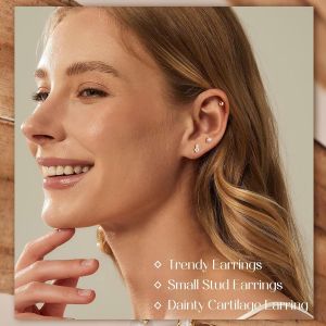 Tianyi-3 Paires Boucles D'oreilles Femme Argent 925 Plaqué Or 14k Petite Boucles D'oreilles Clou Ensemble Boucle D'oreille Argent/Or Pour Piercing Oreille Cartilage - Neuf