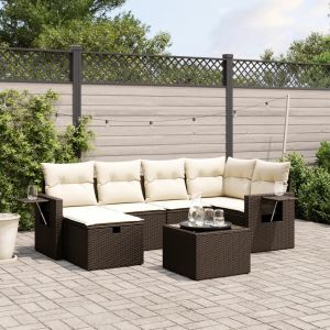 Prolenta Premium - Salon De Jardin Avec Coussins 6 Pcs Marron R&eacute;sine Tress&eacute;e - Neuf