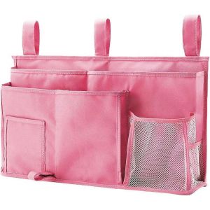 Sac De Rangement De Chevet Organisateur Suspendu,Tissu Oxford 600d Avec Fermeture Auto-Agrippante Pour Lits Superpos&eacute;s Et D'h&ocirc;pital,Barri&egrave;res De Lit De Dortoir (8 Poches) (Rose) - Neuf