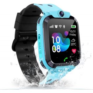 IP68 Montre Connect&eacute;e Enfant GPS,Montre GPS Enfant Gar&ccedil;ons Filles avec Appel Bidirectionnel,SOS Voice Chat T&eacute;l&eacute;phone Cam&eacute;ra Jeux Mode Classe, Montre Intelligente Enfants Cadeau pour 4-12 Ans(Bleu) - Neuf