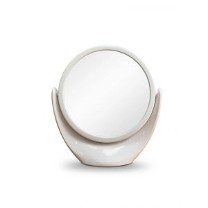 Miroir De Maquillage Grossissant Double Face 1x/5x Sur Pied Sans Lumi&egrave;re 360 &deg; Compact Cosm&eacute;tique Portable De Voyage Rotatif.Blanc. - Neuf
