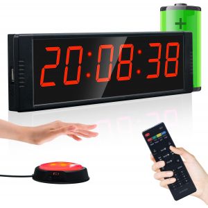 JEXNOVASHOP-Timer Sport avec Bouton Marche/Arr&ecirc;t, Minuteur et Chronom&egrave;tre Digital Portable, Horloge Murale Num&eacute;rique avec T&eacute;l&eacute;commande, Intervall Timer, 12/24H Horloge pour Fitness, Workout, Home Gym - Neuf