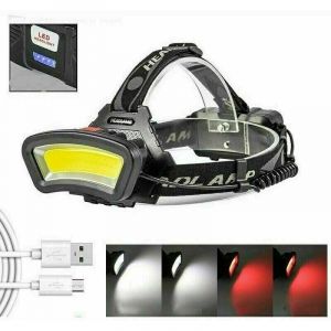 Lampe Frontale Led Rechargeable, Lumen Lampe Torche Puissante 4 Modes Led Lampe Torche Frontale Zoomable Et Étanche Avec Câble Usb Et Batteries Le Camping Pêche Chasse Piles Non Incluses - Neuf