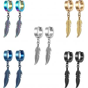 5 Paires De Boucles D'oreilles Créoles En Acier Inoxydable En Titane Printemps Hommes Femmes - Neuf