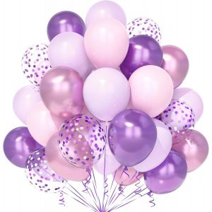 ERYI-Ballons Rose Violet, 30 Pièces Pastel Macaron Rose Violet Confettis Ballon Hélium Femme Fille Anniversaire Mariage Douche Nuptiale Valentin Proposition Remise Diplôme Mascarade Nouvel An Déco - Neuf