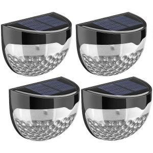 Lampes Solaires Pour Cl&ocirc;ture | &Eacute;clairage D&eacute;coratif De Jardin | Applique Murale Ext&eacute;rieure Led, Sans Fil, &Eacute;tanche | Id&eacute;ale Pour Balustrade, Cl&ocirc;ture, Terrasse, Escaliers (Lot De 4) - Neuf