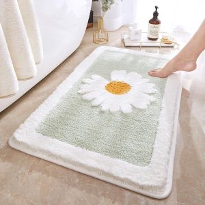 Tapis de bain (vert clair, 40 x 60 cm) antid&eacute;rapant en microfibres ultra-douces, absorbant l'eau, avec dos en caoutchouc antibact&eacute;rien, s&eacute;chage rapide et lavable en machine. - Neuf