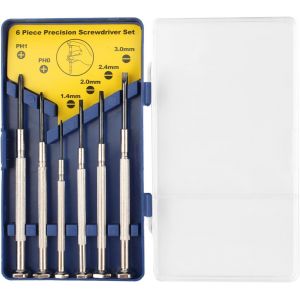 KAL-6 En 1 Kit Tournevis De Précision,Tournevis Montre,Tournevis Horloger,Tournevis Phillips Ph0/Ph1,Tournevis Cruciforme 1.4/2/2.4/3Mm,Pour Montre,Lunettes,Bijoux,Produit Electronique - Neuf
