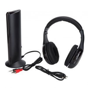 Casque sans fil 5 en 1 HiFi, basses profondes, radio FM, casque supra-auriculaire avec surveillance pour PC, TV, appareil audio - Neuf