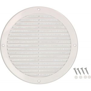 Grille d'aération ronde Fi 200 mm - Blanc - Avec moustiquaire - Neuf