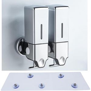 Distributeur Mural de Savon pour Les Mains,Savonnerie Commerciale,Douche et Lotion Savon pour Salle de Bain Cuisine marché Hôtel Restaurant -Argent 1000ml -No Drill - Neuf