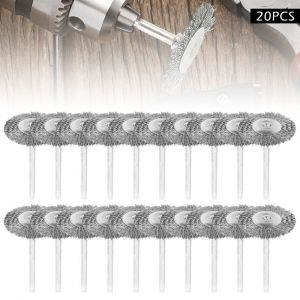 Lot de 20 brosses m&eacute;talliques en acier inoxydable pour polissage et meulage avec un outil Dremel. - Neuf
