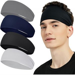 Subzonal-Bandeau De Sport Extensible Pour Homme Et Femme 4 Pcs Bandeau Anti-Transpiration, Elastique Antid&eacute;rapant Anti-Humidit&eacute; Sports Hairband, Sportband Pour Ski Course &Agrave; Pied Yoga Gym - Neuf