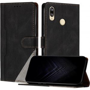 Kal-Étui Pour Huawei Honor 10 Lite/P Smart 2019, Housse En Cuir Pu Avec [Protection Antichoc Tpu] [Fonction Support] [Porte-Cartes ] Antichoc Magnétique Coque Pour Huawei P Smart 2019 - Noir - Neuf