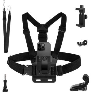 Support de Sangle de Poitrine pour GoPro et caméras d'action ¿ Sangle de Poitrine réglable,matériau Respirant,Compatible avec GoPro Hero 13,Hero 12,Hero 11,DJI Osmo Action 5,Samsung,iPhone - Neuf