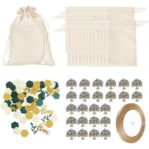 24 sachets, 24 pendentifs, 1 rouleau de ruban, 1 paquet de confettis, sac cadeau de communion, cadeau de communion pour enfants, sac à confettis de baptême, sac cadeau de mariage - Neuf