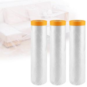 ChenQuanSarl-3 Rouleaux Bache De Protection Peinture, 400Cmx20M Ruban De Masquage Peinture Avec Bache, Film De Masquage Pour Meuble De Protection - Neuf