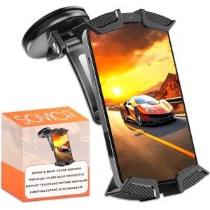 LETNERNY-Support Telephone Voiture Ventouse Tableau De Bord Pare Br Rotation A 360 Positionnement Horizontal Et Vertical Reglage Universel Compatible Avec Les Smartphones Jusqu'A 7,6"" Installation Fa - Neuf