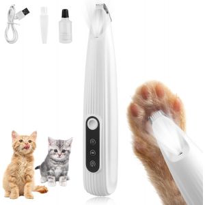 Tondeuse Chien Avec Led, Silencieuse Tondeuse Pour Chien Rechargeable, Toilettage Du Chat Professionnellel, Pour Pattes, Yeux, Oreilles, Visage, Corps (Blanc) - Neuf
