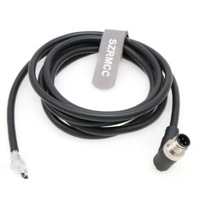 Câble d'alimentation M12 A-Code 4 broches mâle femelle vers fil nu pour capteur Ethernet de caméra industrielle Module de bus de terrain Appareil réseau Profinet IO Link 22AWG (coude 4 broches - Neuf