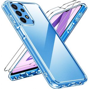 Anti-Jaunissement Hd Clair Coque Pour Samsung Galaxy A23 5g / M23 5g Avec 2 Pièces Verre Trempé, [Protection Militaire] Transparente Étui De Protection Antichoc Mince Bumper Housse - Neuf