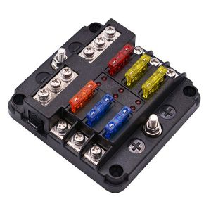 12V Fusible Bloc, Imperméable à l'eau de Bateau de tableau de Fusibles avec voyant, étanche à l'Humidité de Couverture - 6 Circuit Négatif de Bus de la Barre de Boîte de - Neuf