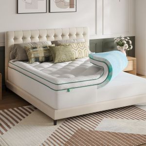 SUBZONAL-Surmatelas M&eacute;moire de Forme 160x200 cm, Topper Gel 2 en 1 avec Housse Matelass&eacute;e &Eacute;paisse, Design S&eacute;parable, Moelleux + Soutien - Neuf