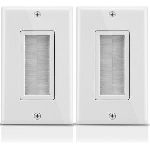 Universel 1-Gang Câble Entrée Sortie Brosse Plaque Murale (Lot De 2),Plaque De Protection Murale Pour Câble Sortie Mur Prise Pour Fils D'enceintes, Console De Jeux,Coaxial Câble,Hd[Gbp6271047] - Neuf