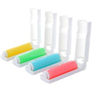 Longueur Dépliée 18,5 Cm Longueur 10 Cm Après Pliage Lot De 4 Rouleaux Anti-Peluches Réutilisables Pour Poils D'animaux - Épilateur Pliable Portable Lavable - Housse En Silicone Et Scooter De Voyage - Neuf