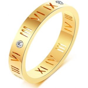Kahfl-Bague Femme Chiffres Romains,Bague Femme 18k Or,Bague Simple Femme,Bijoux Bague Femme Acier Titane,Bague Femme Pas Cher Pour Mariage Fiançailles Partenariat - Neuf