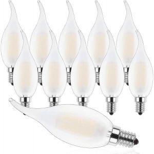 SEPT-Ampoule LED Bougie E14 4W Dimmable,Bougie LED pour Lustres,Ampoule Forme de Bougie à Filament C35 Blanc Chaud 2700K,Équivalent 40W Ampoule Incandescence,400LM,Lot de 10 - Neuf