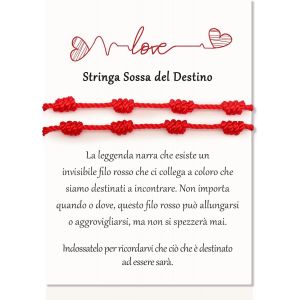 2 Pièces Bracelet Fil Rouge,Réglable Unisexe Fil Rouge Bracelet,Bracelet Rouge Porte Bonheur - Neuf