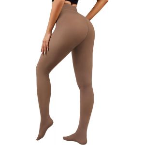 Jexnovashop-Collant Thermique Femme, Collants Leggs Polaire Chauds Pour Laine Thermiques Femmes Hiver Extensible Effet Transparent &Eacute;pais Haute Fleece Tights, Legging Doubl&eacute; Chaleureux Ext&eacute;rieur - Neuf