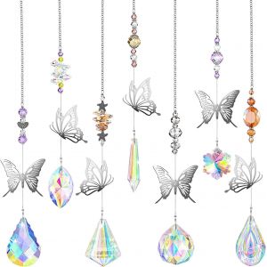 MEVRONISSHOP-Attrape Soleil Cristal Soleil Cristal D&eacute;coration Fen&ecirc;tre Sun Catcher 7 pi&egrave;ces Suncatcher Pendentif pour D&eacute;coration de Maison, Bureau, Jardin, Voiture - Neuf
