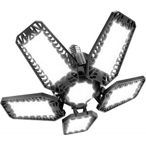 Kalanka-&Eacute;clairage Led Garage 160w 1 Pi&egrave;ce, E27 Eclairage Atelier D&eacute;formable &Agrave; 5+1 Panneau Ajustables Lampe Garage 16000lm Plafonnier Led Pour Garage, Sous Sol, Cuisine, Atelier, Bureau, Magasin - Neuf