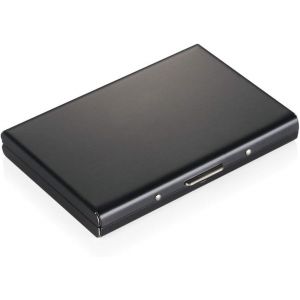 1 Pcs Porte-Carte de Crédit Visite(Noir) Métallique avec la Technologie de Blocage RFID,Cool Etui de Carte de Visite Slim Métal - 6 Slots pour Vos Cartes de Crédit - Neuf
