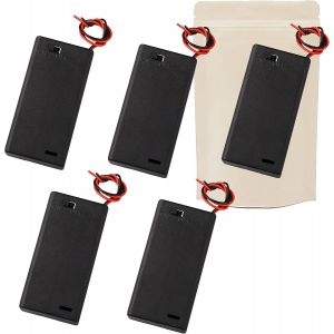 Hamiltion-5X Armature Support Boite Boitier Carré Pour 2 Piles Batteries Aaa Avec Fils Noir Rouge Coupleur - Neuf