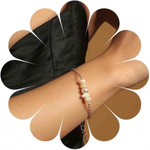 Boho Unique Minuscule Perle Bracelets Cha&icirc;ne Or Naturel Pierre Concass&eacute;e Main Cha&icirc;ne Dainty Perle Esclave Bracelets Pour Femmes Et Filles - Neuf