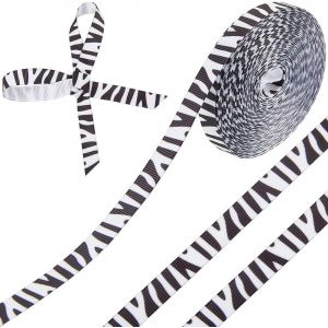 Ruban Imprim&eacute; Z&egrave;bre Noir Et Blanc Motif Vache Jungle Safari Fin Gros Grain Polyester R&eacute;tro Pour Emballage Cadeau Noeuds Fleurs Mariages D&eacute;coration De F&ecirc;te Bricolage Fournitures Artisanales 9. - Neuf