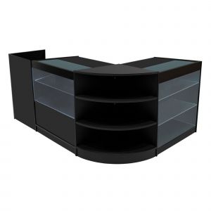 Comptoirs De Vente En Mdf Noir À Led Blancs Ensemble Theia Lm60 Tb60 K900 C900 3 Unités De Rangement Étagères Internes Portes Coulissantes Verouillables Réception Bureau Vêtements [Clés Inclus] - Neuf